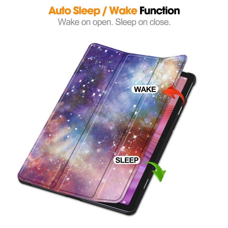 For Lenovo Tab 10.1 / K10 2nd / S10 Custer Painted 3-Fold Holder Leather Smart Tablet Case