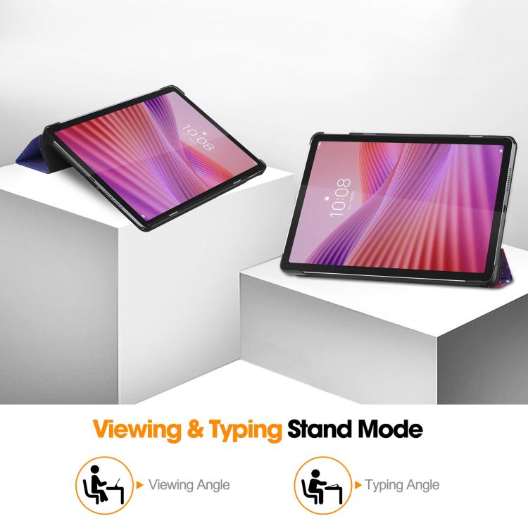 For Lenovo Tab 10.1 / K10 2nd / S10 Custer Painted 3-Fold Holder Leather Smart Tablet Case