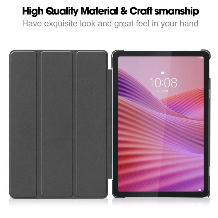 For Lenovo Tab 10.1 / K10 2nd / S10 Custer Painted 3-Fold Holder Leather Smart Tablet Case