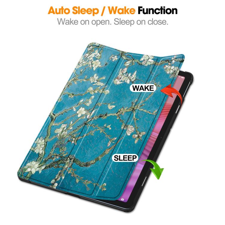 For Lenovo Tab 10.1 / K10 2nd / S10 Custer Painted 3-Fold Holder Leather Smart Tablet Case
