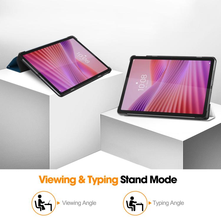 For Lenovo Tab 10.1 / K10 2nd / S10 Custer Painted 3-Fold Holder Leather Smart Tablet Case