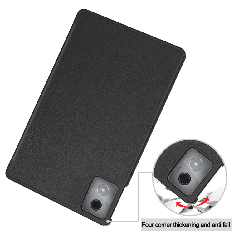 For Lenovo Tab K11 Plus Custer Texture 3-Fold Holder Leather Smart Tablet Case