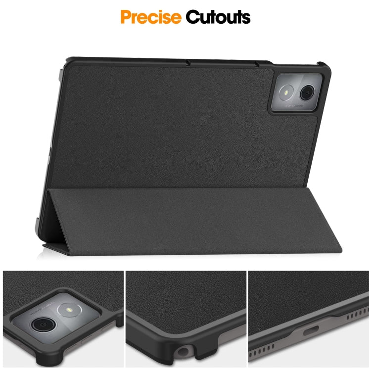 For Lenovo Tab K11 Plus Custer Texture 3-Fold Holder Leather Smart Tablet Case