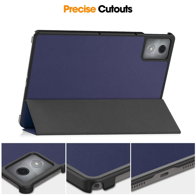For Lenovo Tab K11 Plus Custer Texture 3-Fold Holder Leather Smart Tablet Case