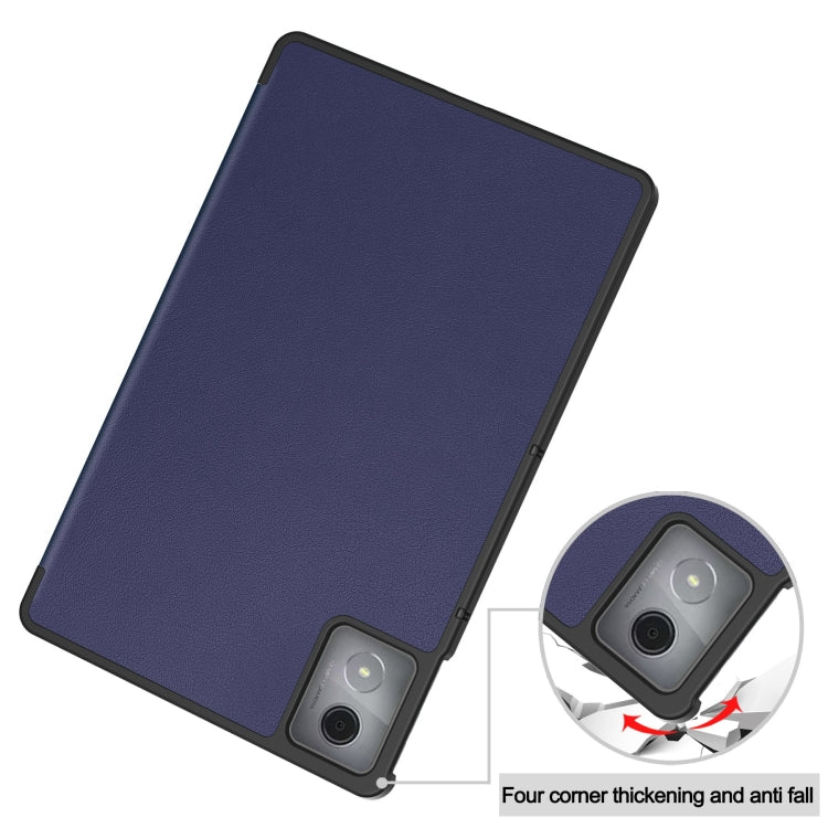 For Lenovo Tab K11 Plus Custer Texture 3-Fold Holder Leather Smart Tablet Case