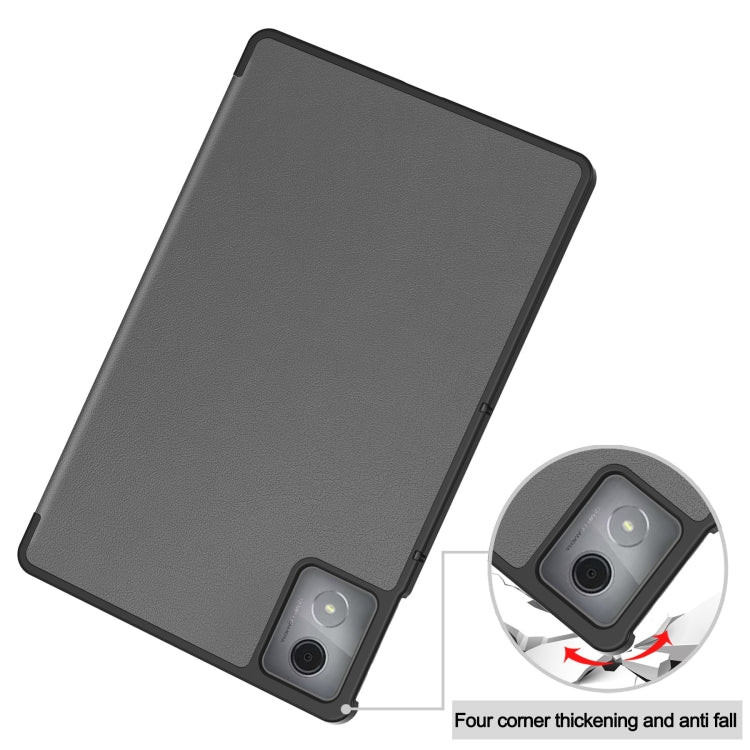 For Lenovo Tab K11 Plus Custer Texture 3-Fold Holder Leather Smart Tablet Case