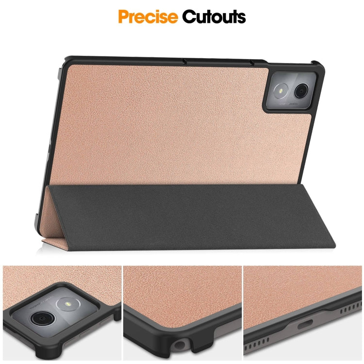 For Lenovo Tab K11 Plus Custer Texture 3-Fold Holder Leather Smart Tablet Case
