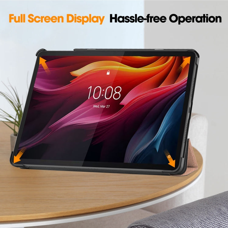 For Lenovo Tab K11 Plus Custer Texture 3-Fold Holder Leather Smart Tablet Case