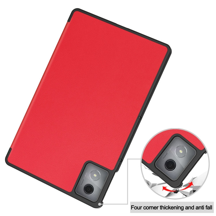 For Lenovo Tab K11 Plus Custer Texture 3-Fold Holder Leather Smart Tablet Case