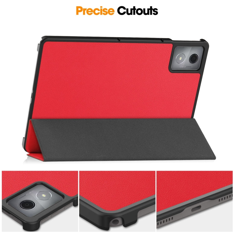 For Lenovo Tab K11 Plus Custer Texture 3-Fold Holder Leather Smart Tablet Case