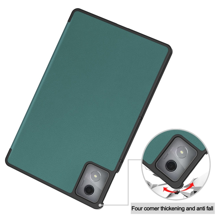 For Lenovo Tab K11 Plus Custer Texture 3-Fold Holder Leather Smart Tablet Case