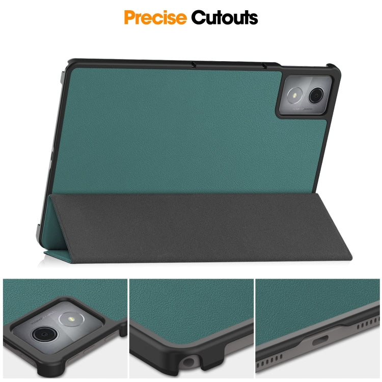 For Lenovo Tab K11 Plus Custer Texture 3-Fold Holder Leather Smart Tablet Case