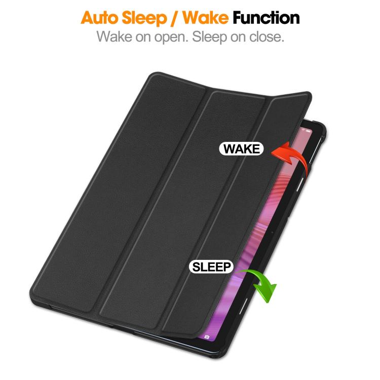 For Lenovo Tab 10.1 2025 / K10 2nd / S10 Custer Texture 3-Fold Holder Leather Smart Tablet Case