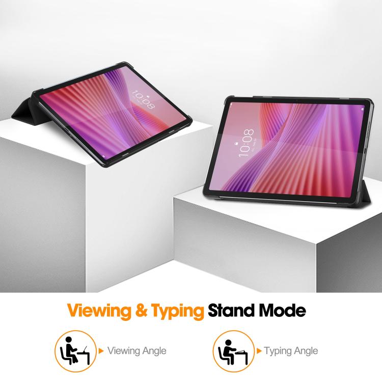 For Lenovo Tab 10.1 2025 / K10 2nd / S10 Custer Texture 3-Fold Holder Leather Smart Tablet Case
