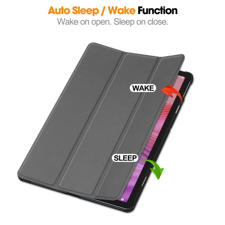 For Lenovo Tab 10.1 2025 / K10 2nd / S10 Custer Texture 3-Fold Holder Leather Smart Tablet Case