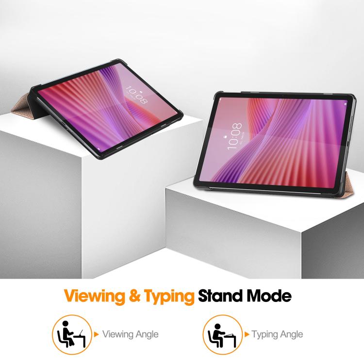 For Lenovo Tab 10.1 2025 / K10 2nd / S10 Custer Texture 3-Fold Holder Leather Smart Tablet Case