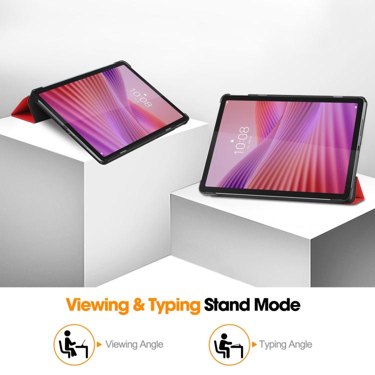 For Lenovo Tab 10.1 2025 / K10 2nd / S10 Custer Texture 3-Fold Holder Leather Smart Tablet Case