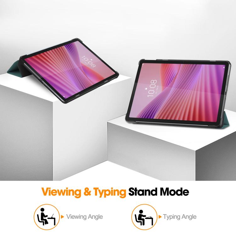 For Lenovo Tab 10.1 2025 / K10 2nd / S10 Custer Texture 3-Fold Holder Leather Smart Tablet Case