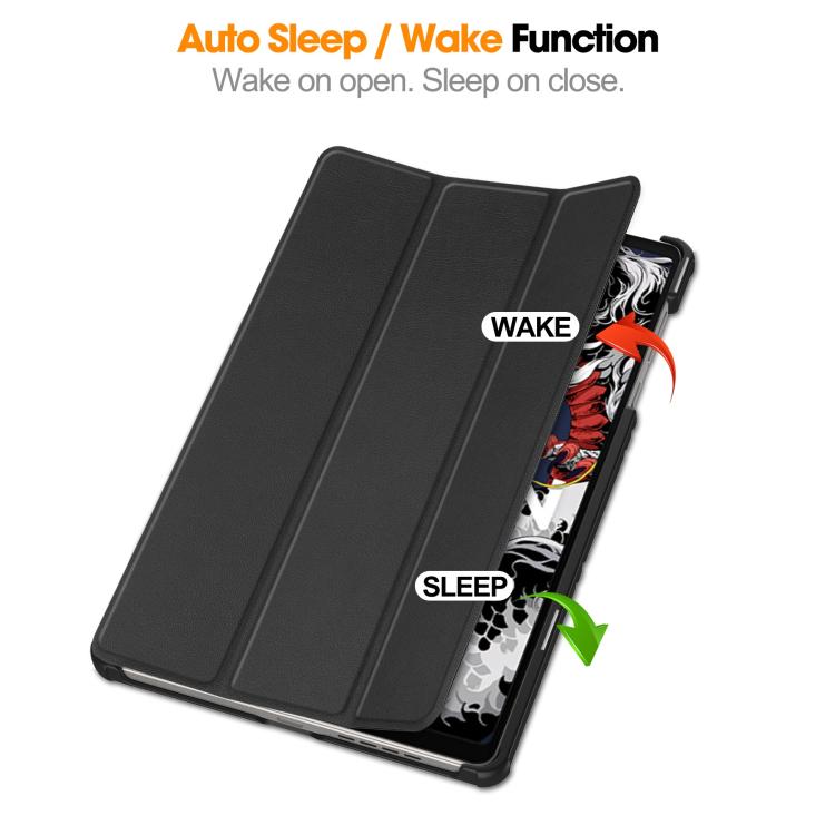 For Lenovo Legion Y700 2025 Custer Texture 3-Fold Holder Leather Smart Tablet Case