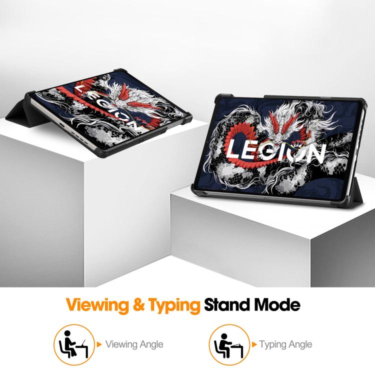For Lenovo Legion Y700 2025 Custer Texture 3-Fold Holder Leather Smart Tablet Case