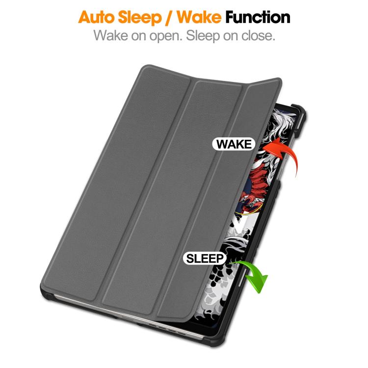 For Lenovo Legion Y700 2025 Custer Texture 3-Fold Holder Leather Smart Tablet Case
