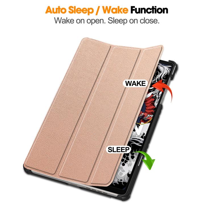 For Lenovo Legion Y700 2025 Custer Texture 3-Fold Holder Leather Smart Tablet Case