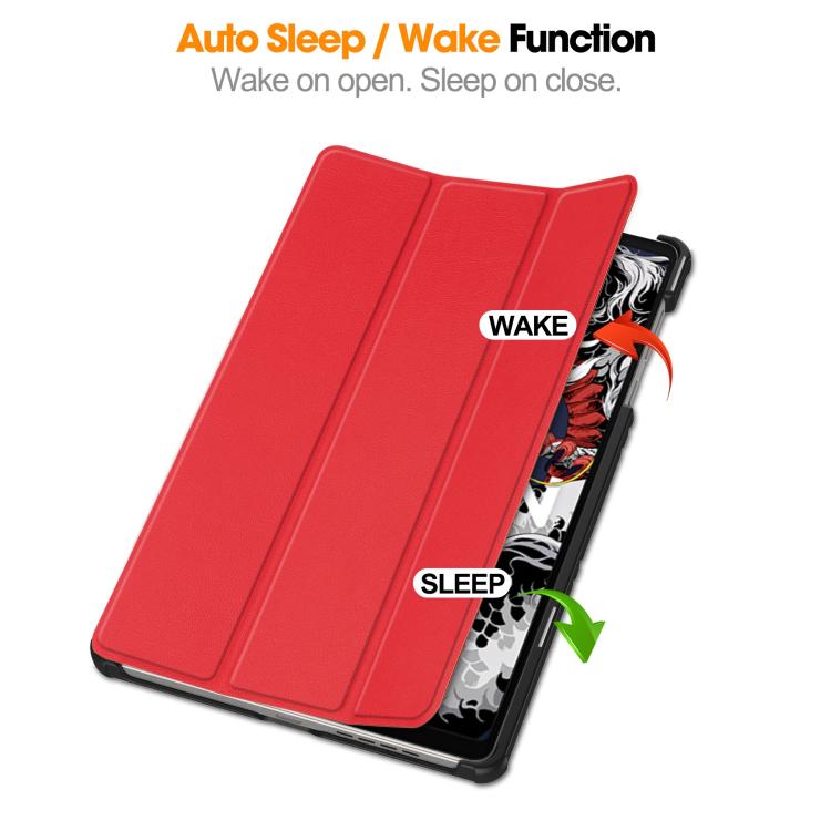 For Lenovo Legion Y700 2025 Custer Texture 3-Fold Holder Leather Smart Tablet Case
