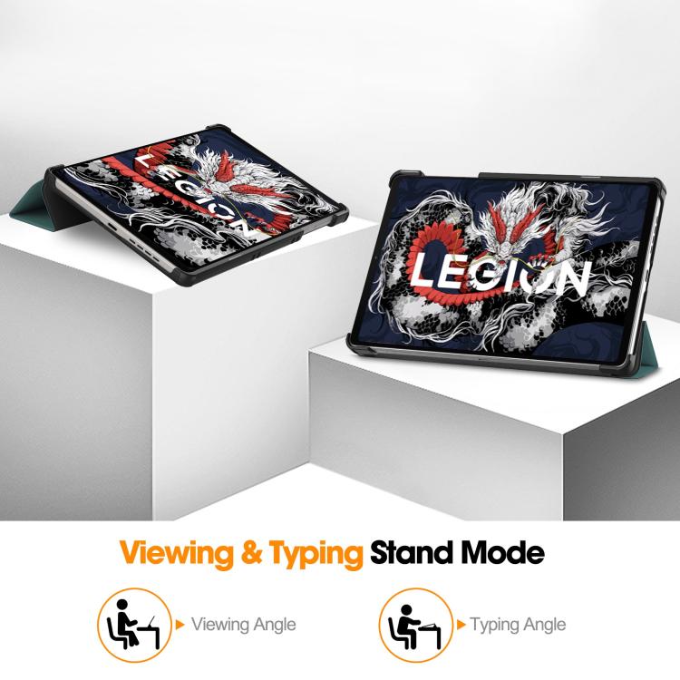 For Lenovo Legion Y700 2025 Custer Texture 3-Fold Holder Leather Smart Tablet Case
