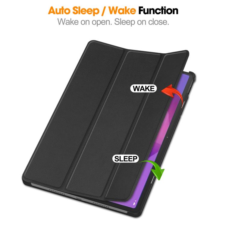 For Lenovo Idea Tab Pro Custer Texture 3-Fold Holder Leather Smart Tablet Case