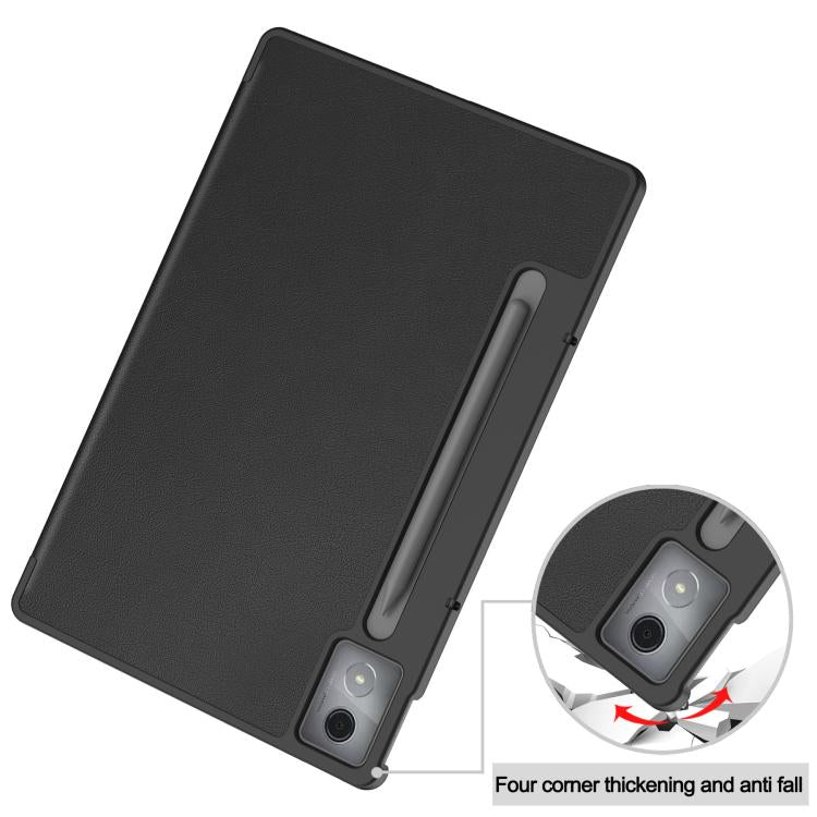 For Lenovo Idea Tab Pro Custer Texture 3-Fold Holder Leather Smart Tablet Case