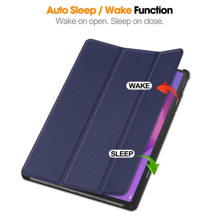 For Lenovo Idea Tab Pro Custer Texture 3-Fold Holder Leather Smart Tablet Case