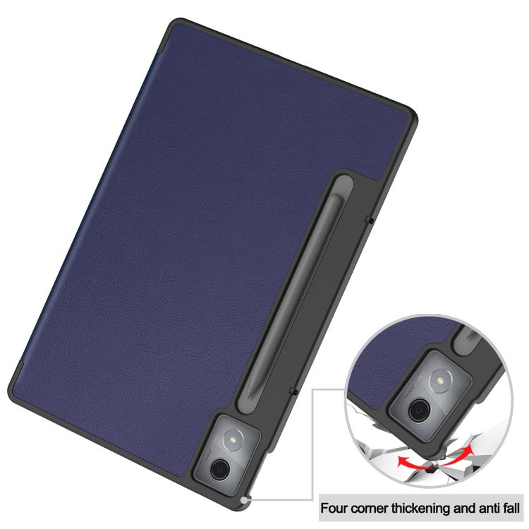 For Lenovo Idea Tab Pro Custer Texture 3-Fold Holder Leather Smart Tablet Case