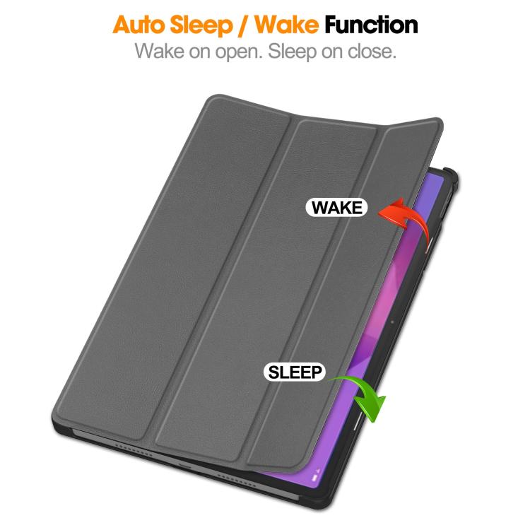 For Lenovo Idea Tab Pro Custer Texture 3-Fold Holder Leather Smart Tablet Case