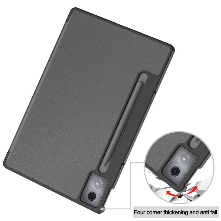 For Lenovo Idea Tab Pro Custer Texture 3-Fold Holder Leather Smart Tablet Case