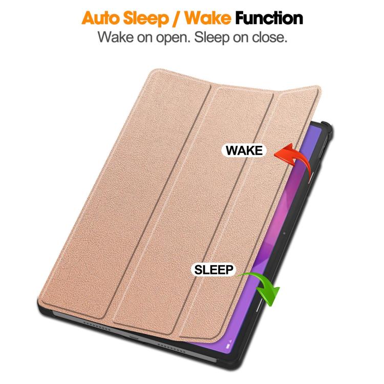 For Lenovo Idea Tab Pro Custer Texture 3-Fold Holder Leather Smart Tablet Case