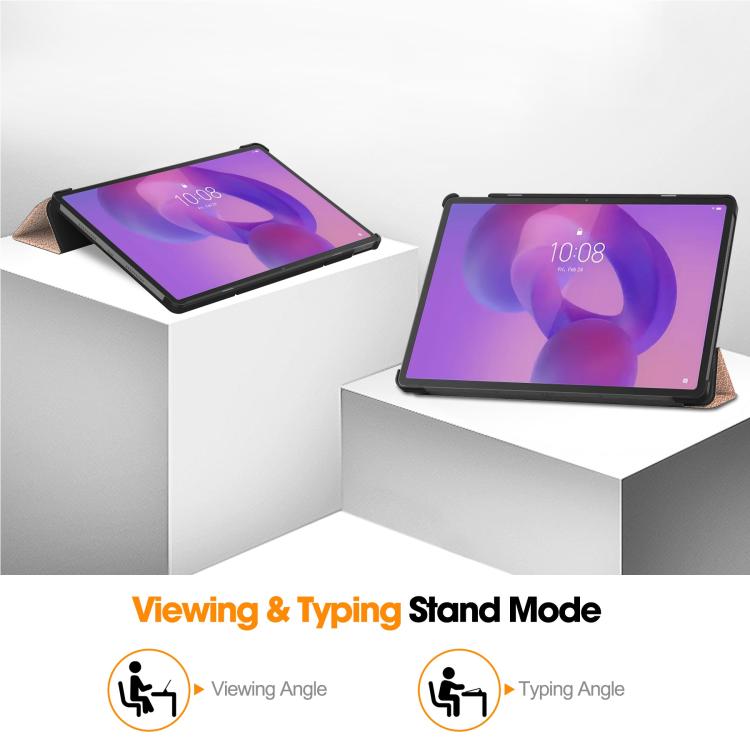 For Lenovo Idea Tab Pro Custer Texture 3-Fold Holder Leather Smart Tablet Case