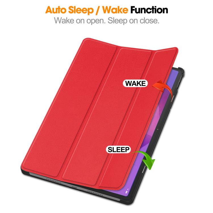 For Lenovo Idea Tab Pro Custer Texture 3-Fold Holder Leather Smart Tablet Case
