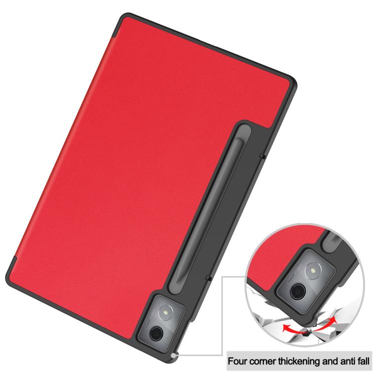 For Lenovo Idea Tab Pro Custer Texture 3-Fold Holder Leather Smart Tablet Case