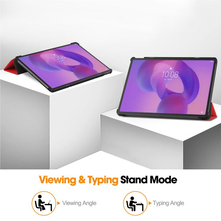 For Lenovo Idea Tab Pro Custer Texture 3-Fold Holder Leather Smart Tablet Case
