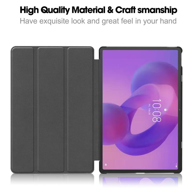 For Lenovo Idea Tab Pro Custer Texture 3-Fold Holder Leather Smart Tablet Case