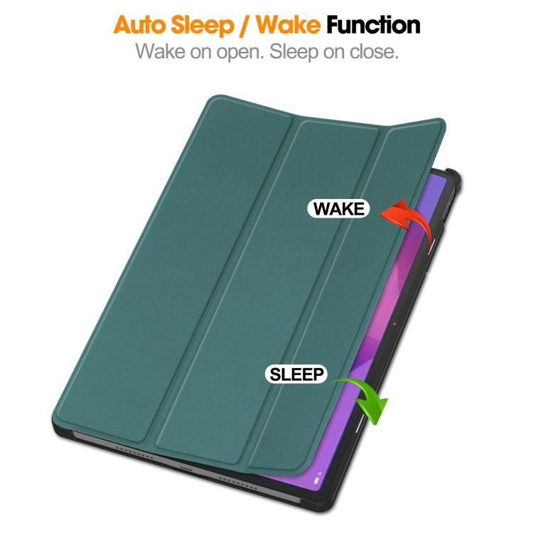 For Lenovo Idea Tab Pro Custer Texture 3-Fold Holder Leather Smart Tablet Case