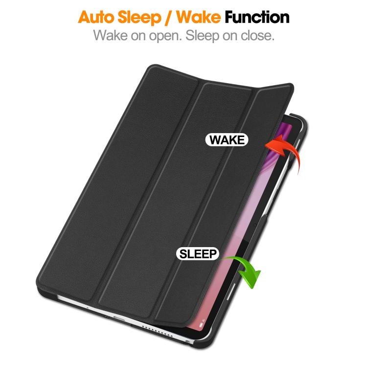 For Lenovo Tab One TB-305FU / Tab K9 Custer Texture 3-Fold Holder Leather Smart Tablet Case