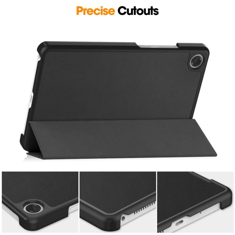 For Lenovo Tab One TB-305FU / Tab K9 Custer Texture 3-Fold Holder Leather Smart Tablet Case