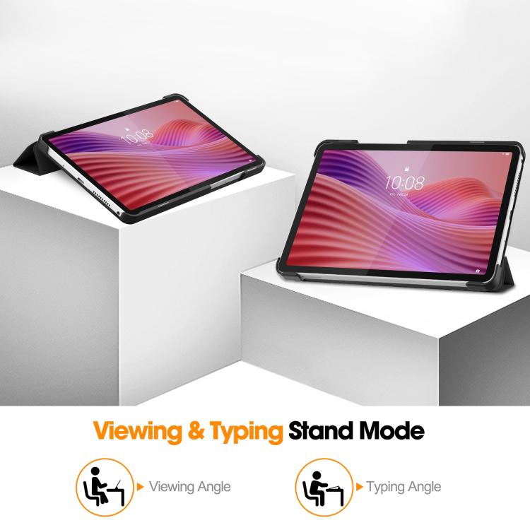 For Lenovo Tab One TB-305FU / Tab K9 Custer Texture 3-Fold Holder Leather Smart Tablet Case