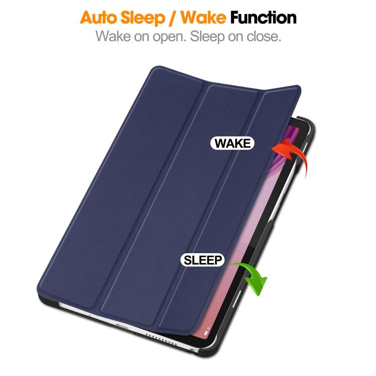 For Lenovo Tab One TB-305FU / Tab K9 Custer Texture 3-Fold Holder Leather Smart Tablet Case