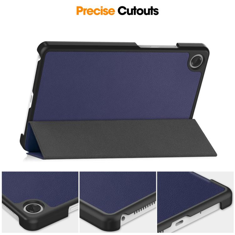 For Lenovo Tab One TB-305FU / Tab K9 Custer Texture 3-Fold Holder Leather Smart Tablet Case