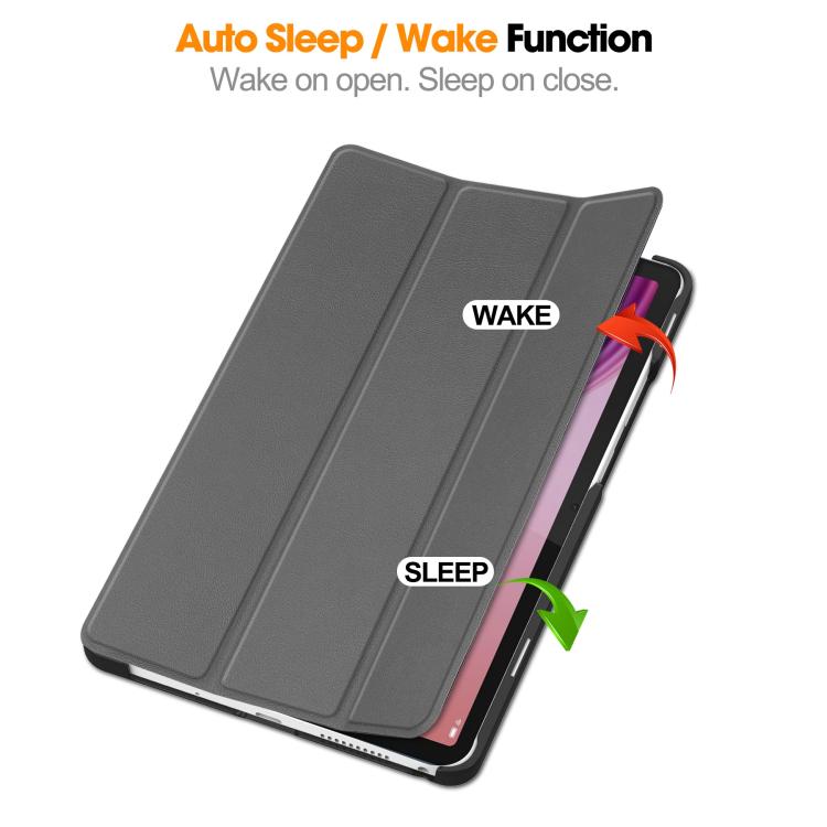 For Lenovo Tab One TB-305FU / Tab K9 Custer Texture 3-Fold Holder Leather Smart Tablet Case