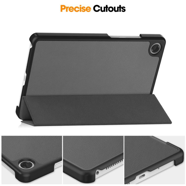 For Lenovo Tab One TB-305FU / Tab K9 Custer Texture 3-Fold Holder Leather Smart Tablet Case