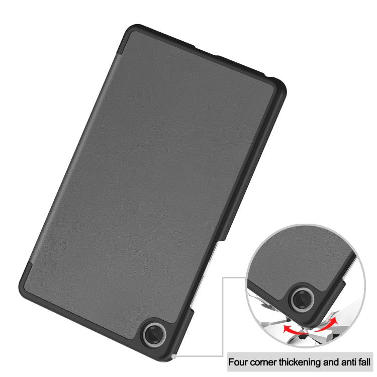For Lenovo Tab One TB-305FU / Tab K9 Custer Texture 3-Fold Holder Leather Smart Tablet Case