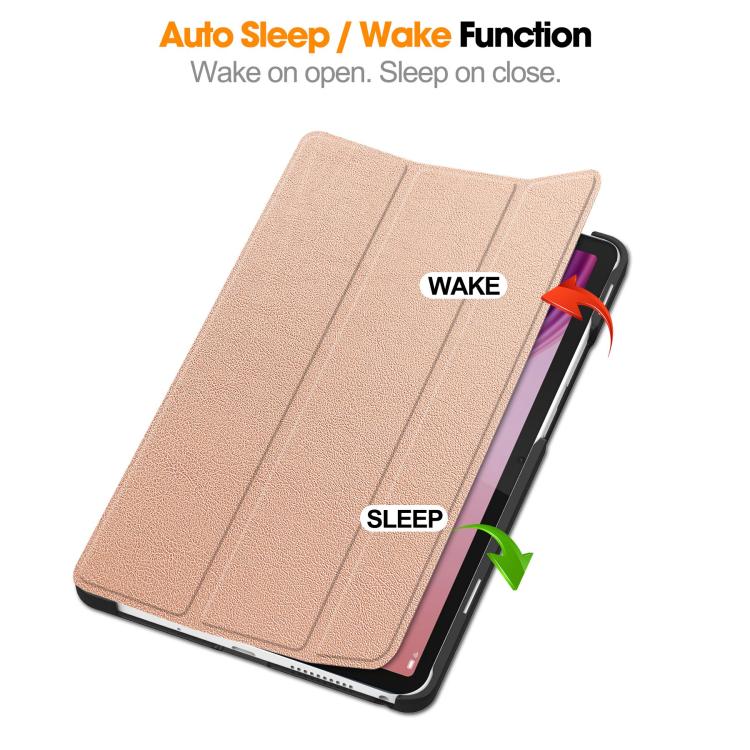 For Lenovo Tab One TB-305FU / Tab K9 Custer Texture 3-Fold Holder Leather Smart Tablet Case